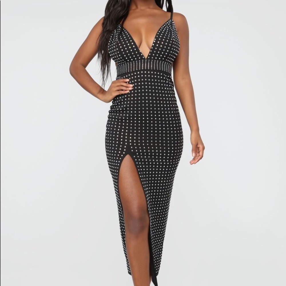 FashionNova Black Rhinestone Dress
